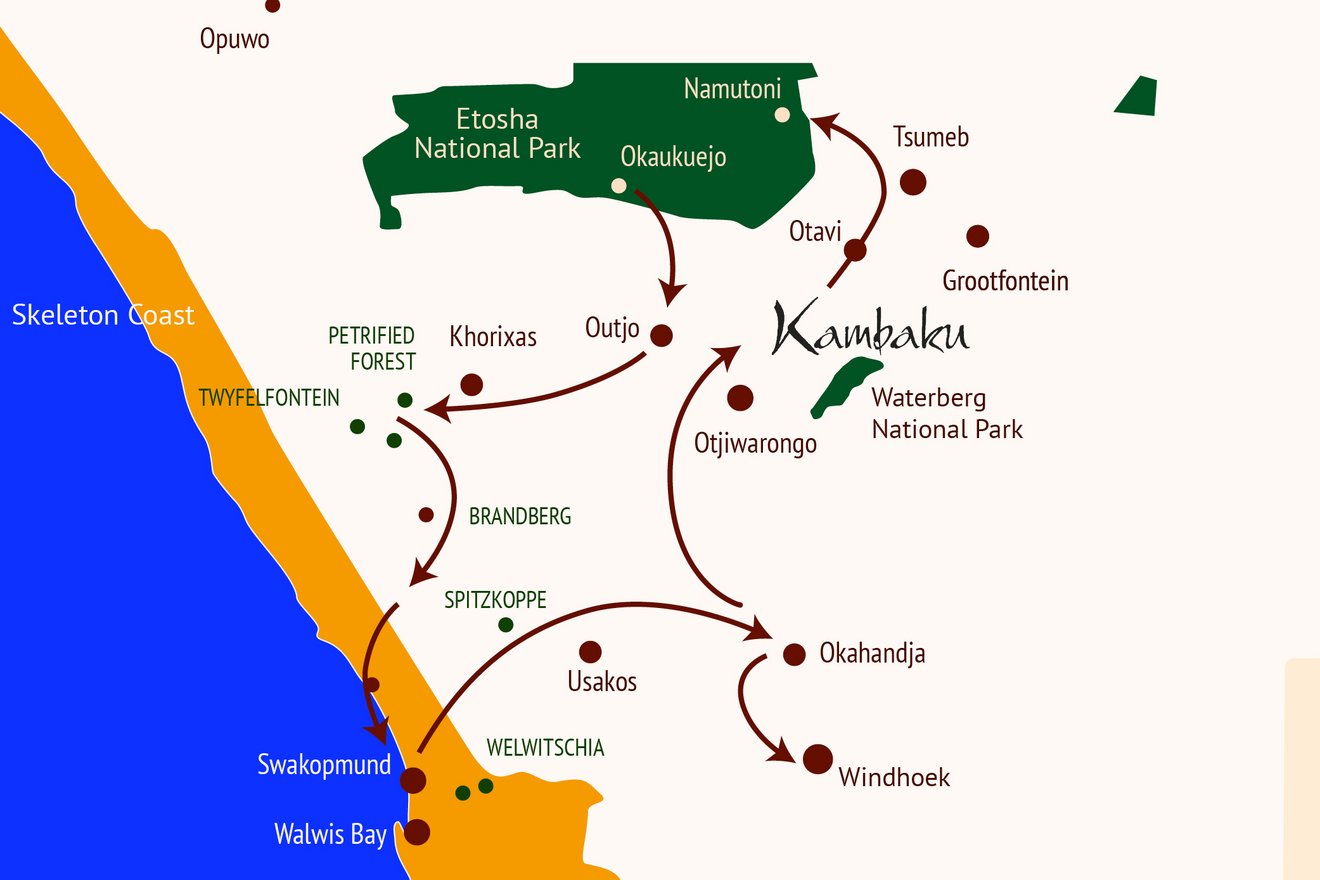 Kambaku-Safari-Etosha-Dam-Swakop-Route